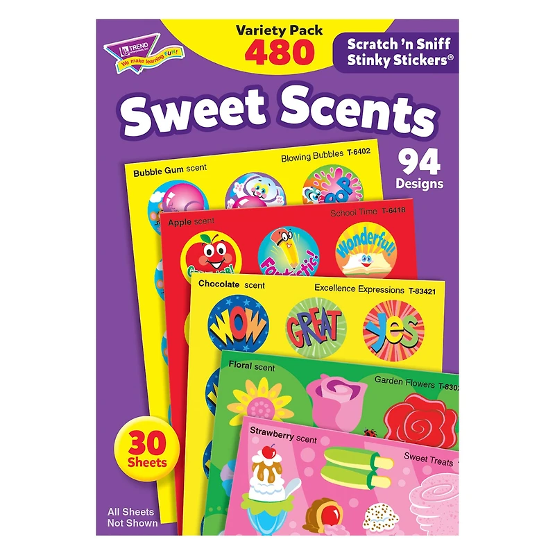 Trend Enterprises® Stinky Stickers® Sweet Scents Variety Pack, 2 Packs of 480ct.