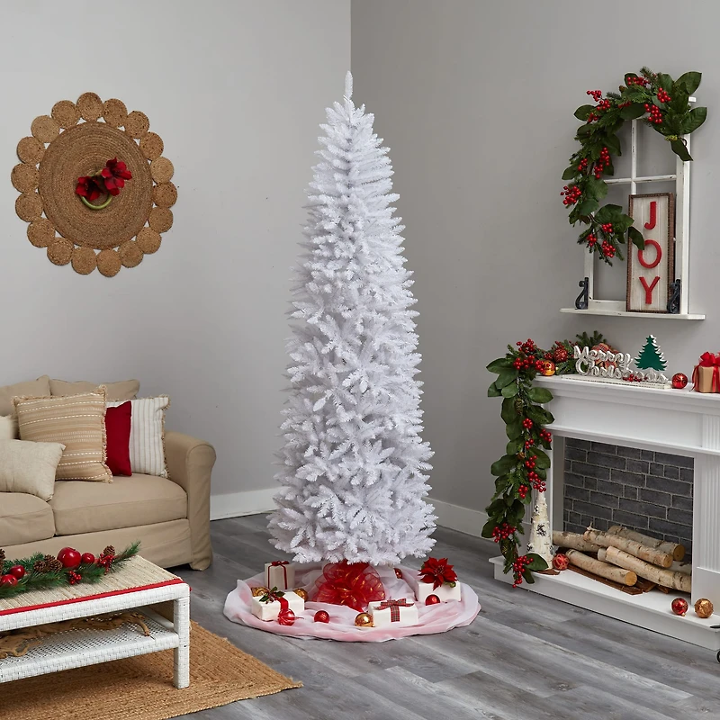 8ft. Unlit Slim White Artificial Christmas Tree