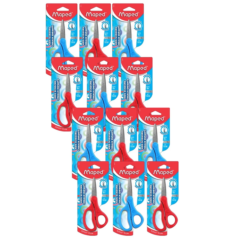 Maped® Essential 5" Pointed Tip Kid Scissors, 12ct.