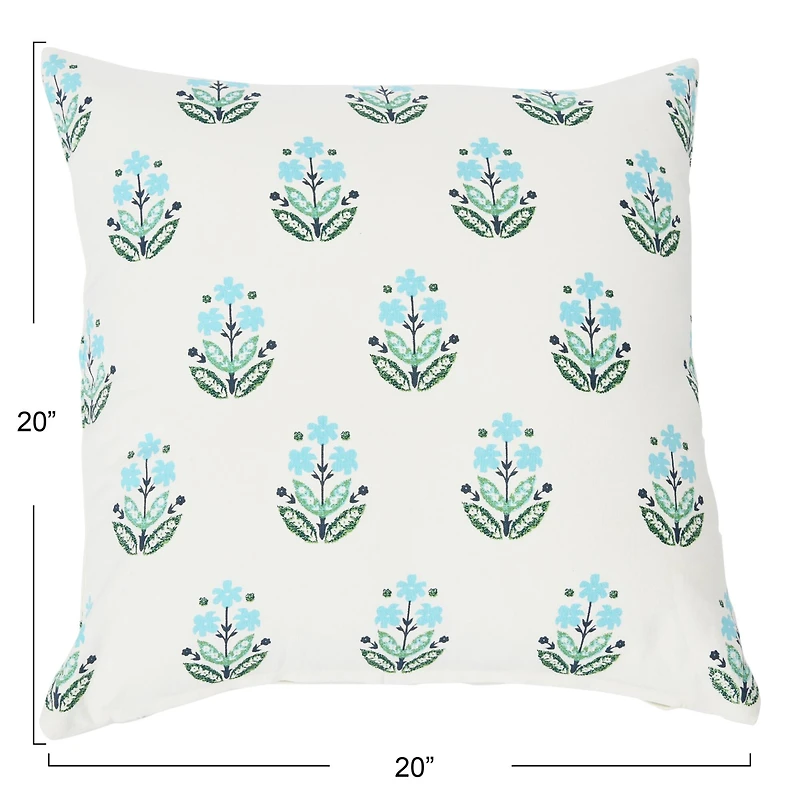 Hello Honey® 20'' Square Floral Print Cotton Pillow Cover