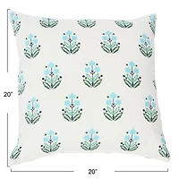 Hello Honey® 20'' Square Floral Print Cotton Pillow Cover