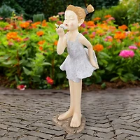29" Girl with Butterfly Outdoor Garden Statue