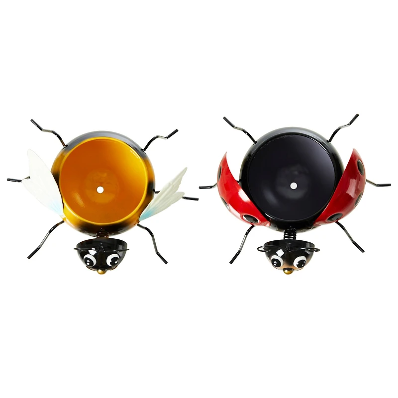 Glitzhome® 10" Bee & Ladybug Metal Statue Planter Set