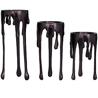 CosmoLiving by Cosmopolitan Black Aluminum Pillar Candle Holder with Dripping Melting Designed Legs Set