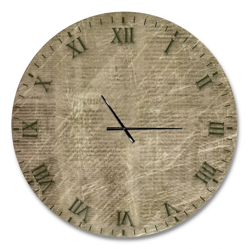 Designart 'Antique Old Paper Style Farmhouse Wall Clock