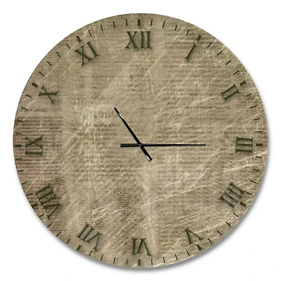 Designart 'Antique Old Paper Style Farmhouse Wall Clock