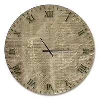 Designart 'Antique Old Paper Style Farmhouse Wall Clock
