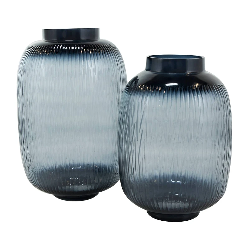 Black & Gray Ombre Glass Vase Set