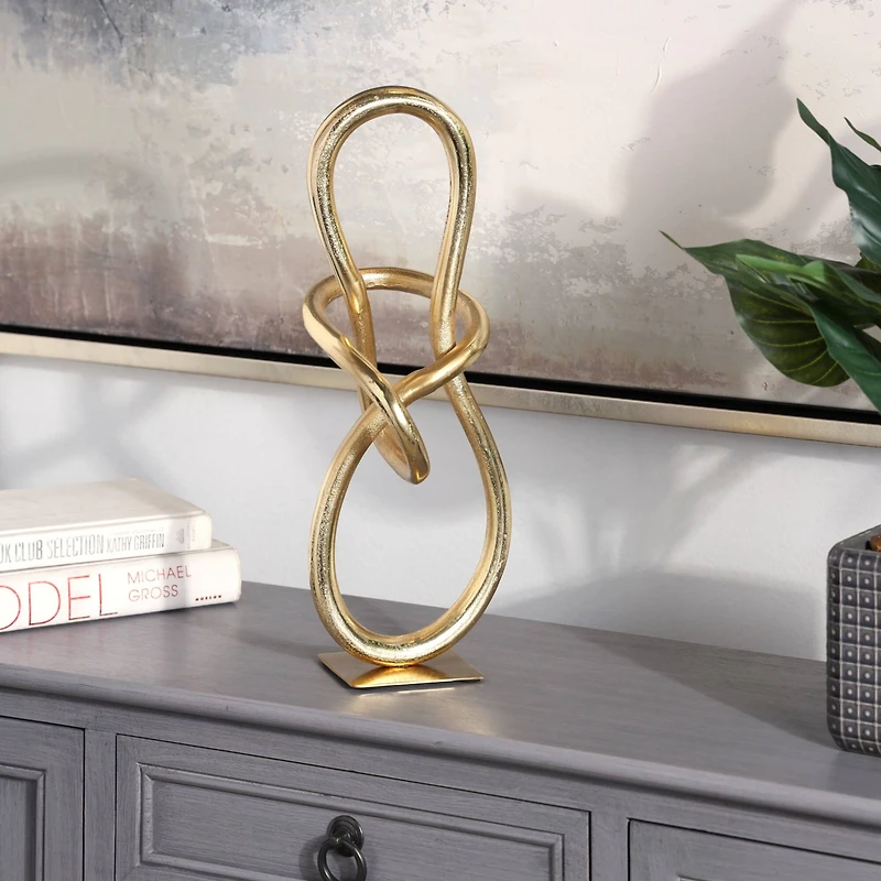 15" Golden Aluminum Abstract Sculpture Décor