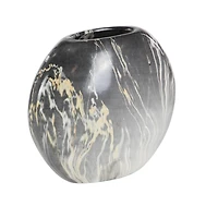 Set of 3 Grey Stoneware Contemporary Vase, 9" x 8"