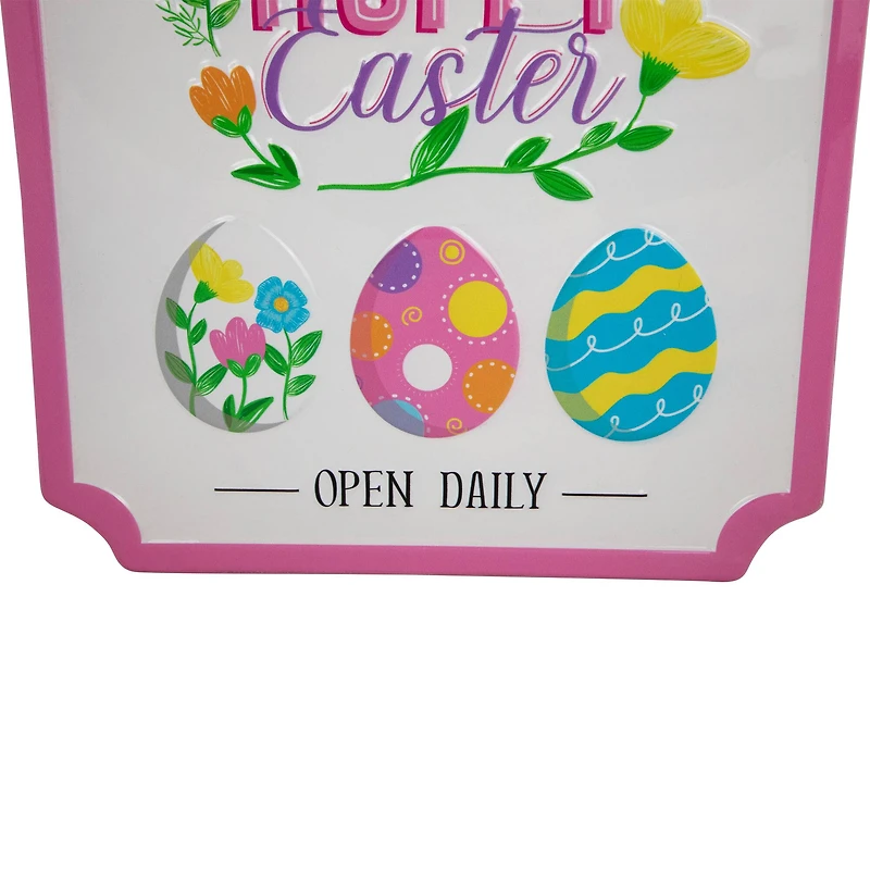 9.75" Hoppy Easter Open Daily Metal Wall Sign