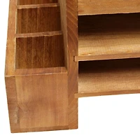 Elegant Designs Natural Wood Cubbies & Letter Tray Desk Organizer