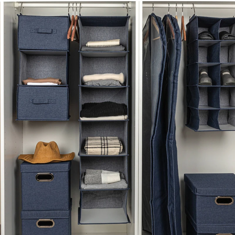 Household Essentials Denim 50" Cotton Blend 6 Shelf Closet Organizer