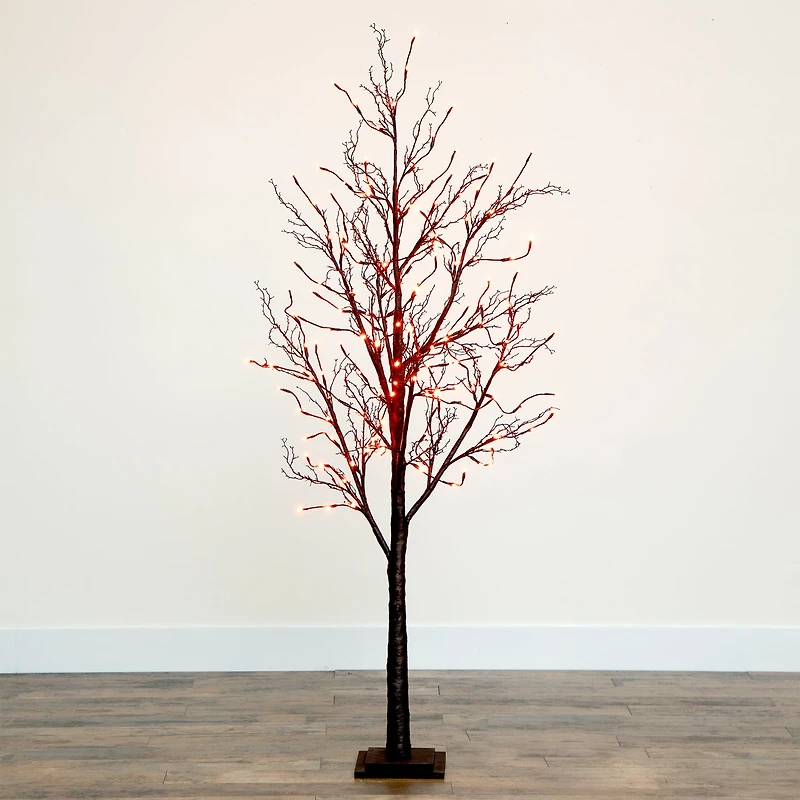 6ft. Pre-Lit LED Black Twig Artificial Halloween Tree