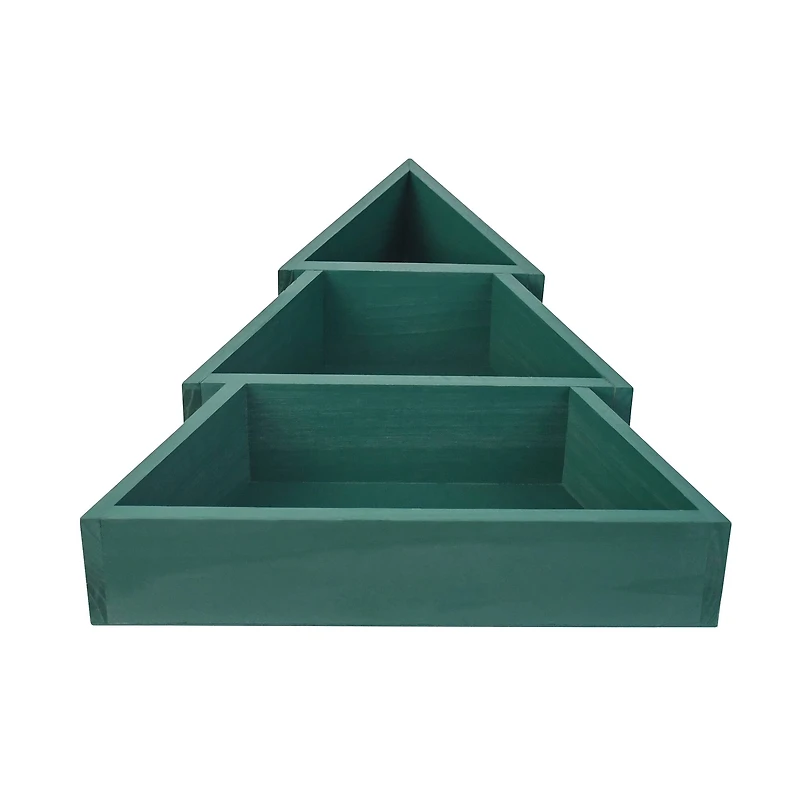 17" Green Wood Christmas Tree Tabletop Cubby by Ashland®