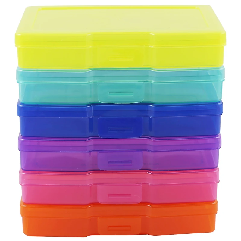 4" x 6" Rainbow Plastic Photo Storage Boxes, 6ct. by Simply Tidy®