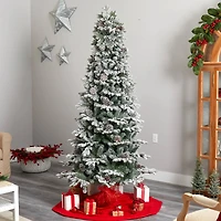7.5ft. Pre-Lit Flocked Alaskan Artificial Christmas Tree, White LED Lights