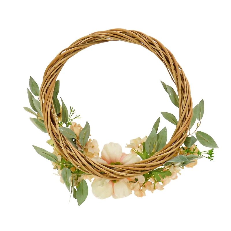 19" Wild Rose & Peony Flowers Hoop Wreath