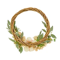19" Wild Rose & Peony Flowers Hoop Wreath