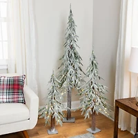 6ft. Pre-Lit Alpine Flocked Artificial Christmas Tree, Clear LED Lights