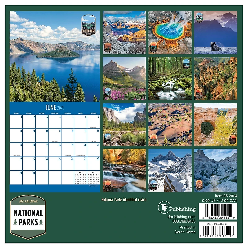 TF Publishing 2025 National Parks Mini Calendar