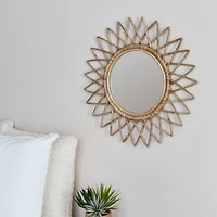 Hello Honey® Natural Round Cane Sunburst Wall Mirror