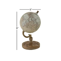 9" Brown Metal & Wood Traditional Globe