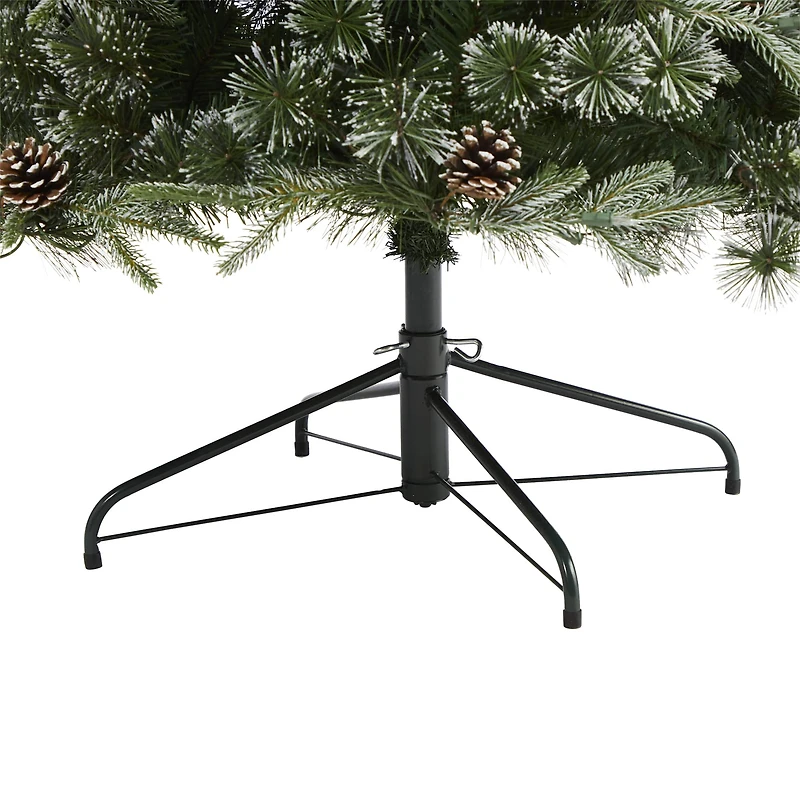 7.5ft. Pre-Lit Snowed Tipped Clermont Mixed Pine & Pinecones Artificial Christmas Tree with Clear LED Lights