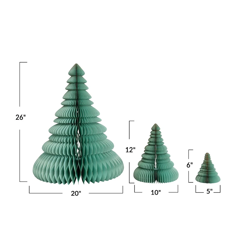 Hello Honey® Turquoise Handmade Recycled Paper Folding Honeycomb Tree Set with Glitter