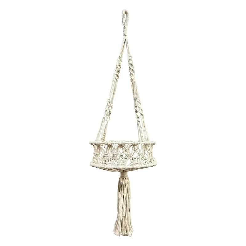 30.5" White Macrame Hanging Basket with Tassel by Ashland®