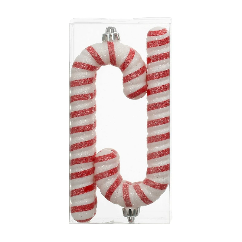 4 Pack 6.6" Red & White Glitter Shatterproof Candy Cane Ornaments by Ashland®