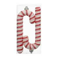 4 Pack 6.6" Red & White Glitter Shatterproof Candy Cane Ornaments by Ashland®