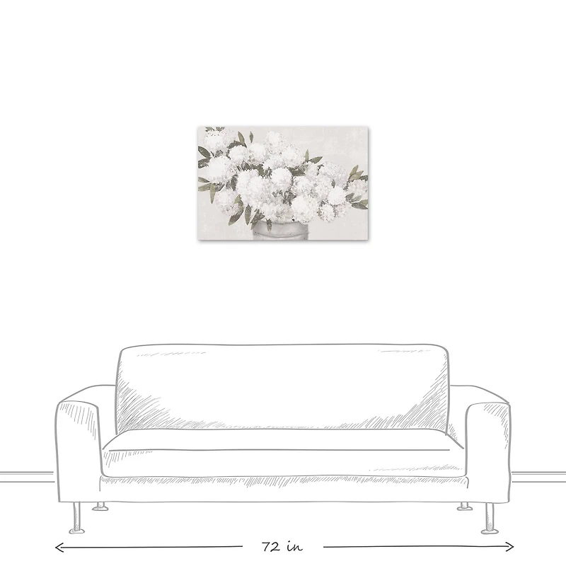Gray Distressed Hydrangeas Canvas Wall Art