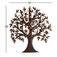 Traditional Brown Metal Tree Wall Accent
