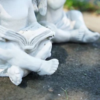 6.5" Gray Cherub Angel Outdoor Garden Statues Set Of 4