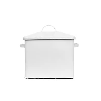 Hello Honey® 13.5" Enameled Metal Distressed White Bread Box with Lid