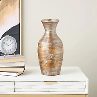 Brown Bamboo Wood Antique Inspired Vase