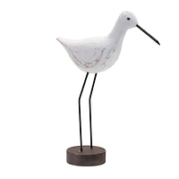 Carved Wood Sea Bird on Metal Stands Set