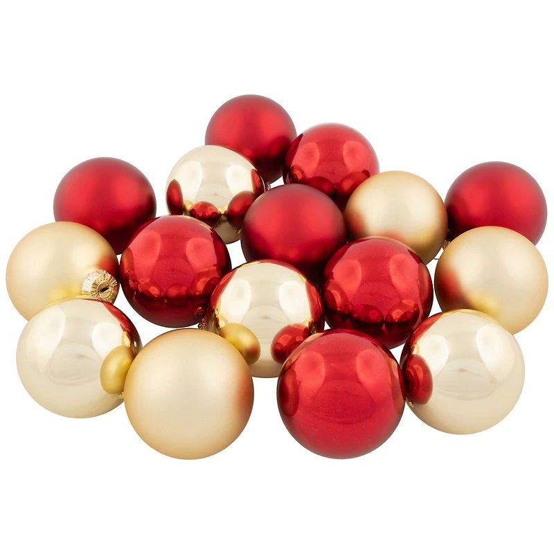 72ct. 4" Red & Gold Matte Glass Ball Ornaments