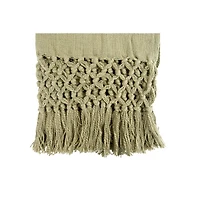 Hello Honey® Olive Woven Cotton Throw Blanket with Crochet & Fringe