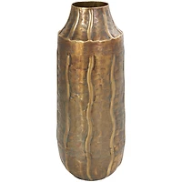 14" Brass Metal Snakeskin Inspired Vase with Dimensional Wavy Accents