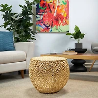 19" Gold Aluminum Coral Accent Table