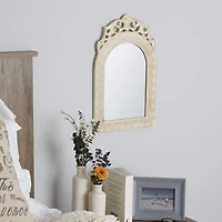 Arched-Top Antique White Wall Mirror