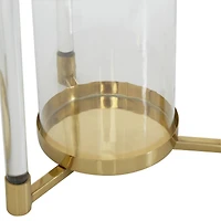 The Novogratz Gold Stainless Steel Contemporary Lantern, 23" x 11" x 11"