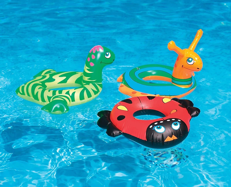 Swim Central 24" Inflatable Red & Black Ladybug Swim Ring Tube Pool Float