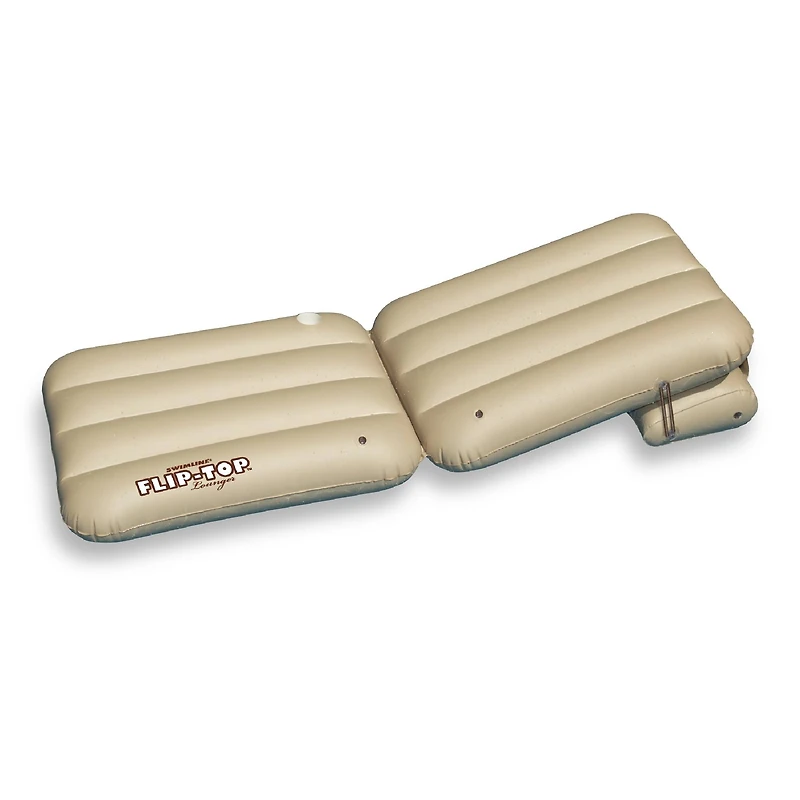88" Inflatable Beige Adjustable Flip-Top Swimming Pool Lounger Raft