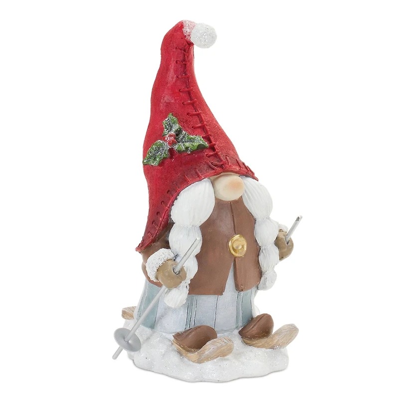 7" Winter Gnome on Skis Figurine Set
