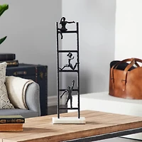 Black Metal Contemporary Sculpture, Geometric 27" x 5" x 9"