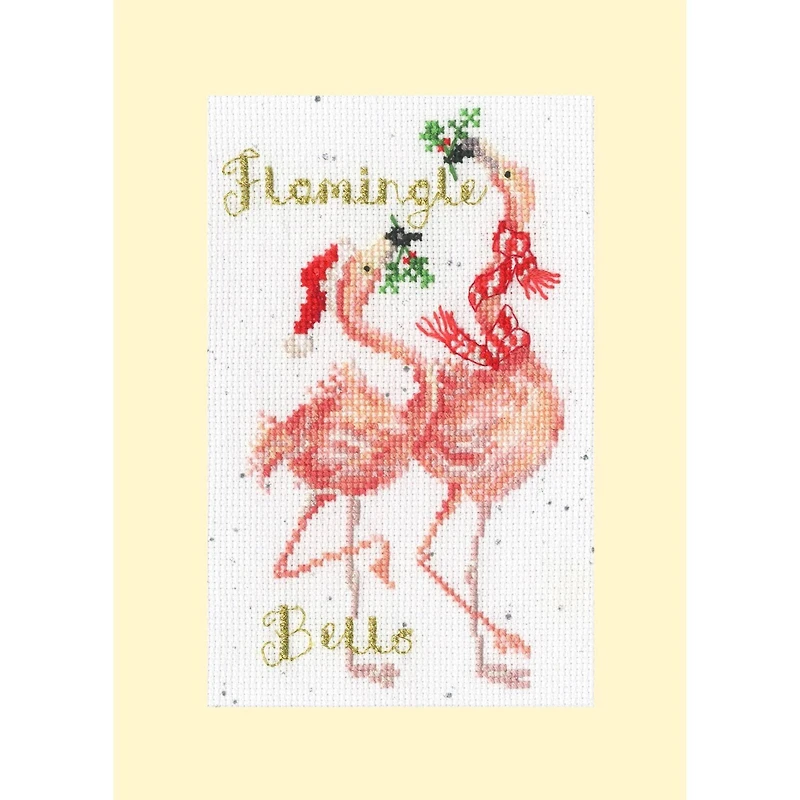 Bothy Threads Flamingle Bells Counted Cross Stitch Card Kit