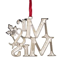 3.75" Silver "Mr & Mrs" with Holly Leaves Ornament